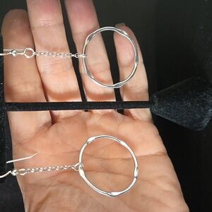 Sterling Silver Dangle Hoop Earrings